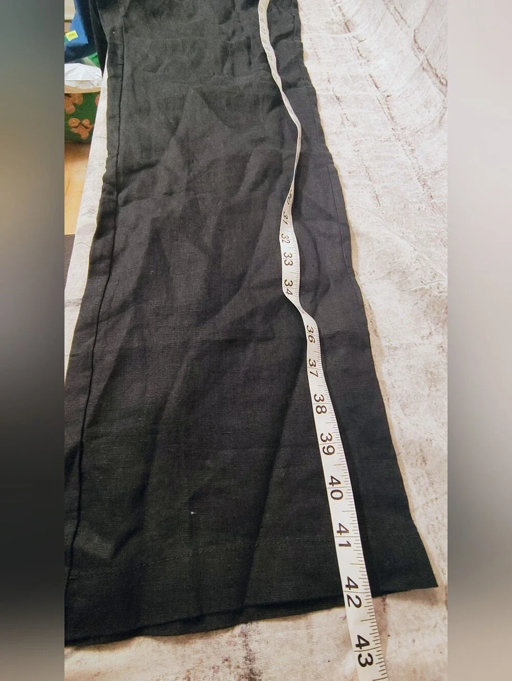 Quince 100% Linen Black Pull On Elastic Waist Baggy Pants Large Pockets